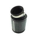 Black and silver air filter on a white background